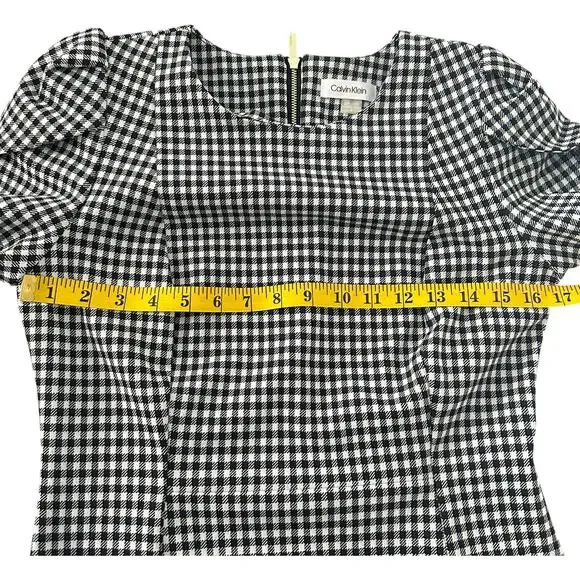NWTs Calvin Klein Houndstooth Tulip Sleeve Mermaid Skirt Workwear Dress (8) - Picture 11 of 16